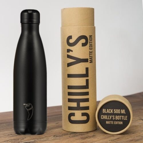 Chilly's bottle All black Rock the kid edelstahlflasche